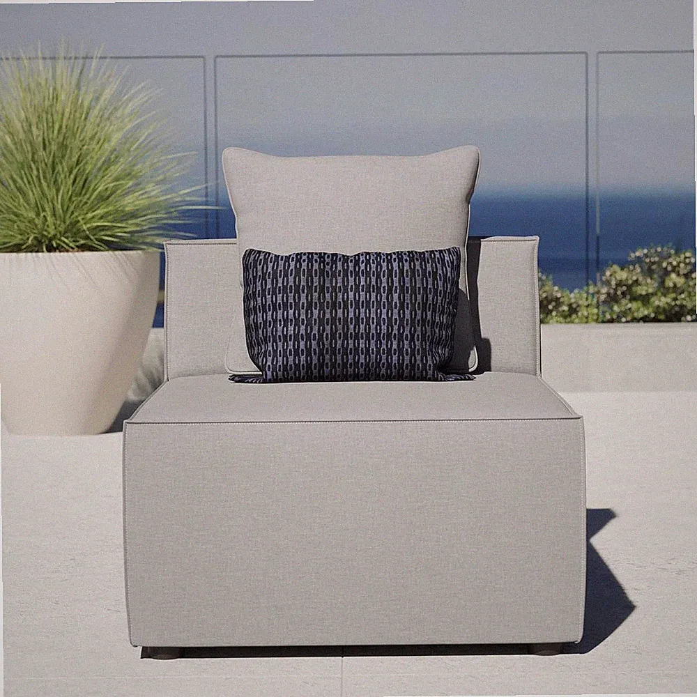 Gray Saybrook Outdoor Armless Sectional Sofa Chair for Patio Comfort