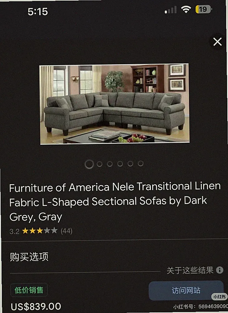 Gray - Sectional L Shape Sofa Ornate Furniture