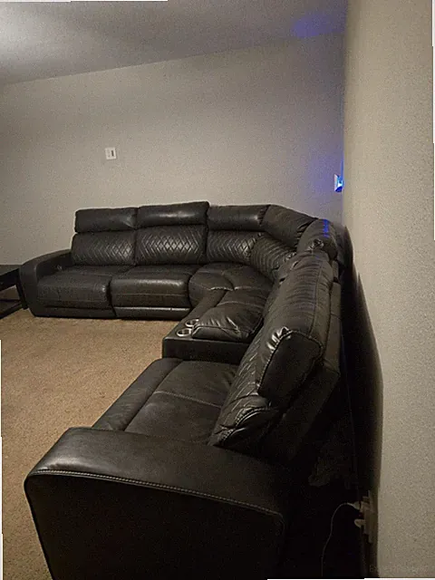 Gray sectional living room couch with cup holders and electric recliners and USB