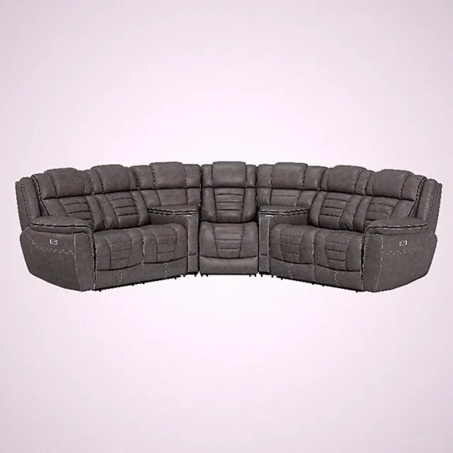 Gray Sectional Sofa 5-Piece with Dual Power Recline and Storage