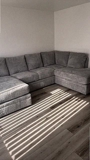 Gray Sectional Sofa, 5-Seater, High Back, Removable Cushions, Modern Wood Frame