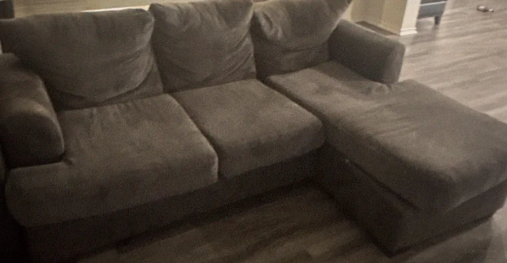 Gray Sectional Sofa Chaise Right 3-Seater High Back Classic Round Arm Polyester