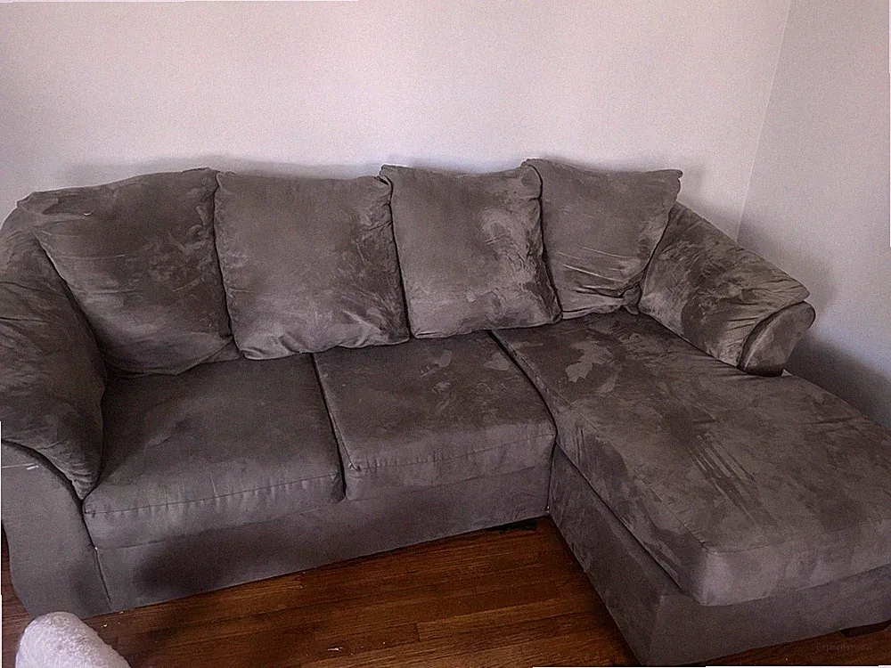 Gray Sectional Sofa with Chaise, 3-Seater, Polyester, Modern, Wood Frame