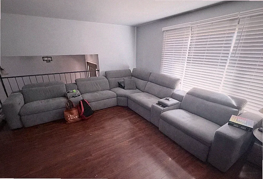 Gray Sectional Sofa with Wireless Charging, Cup Holders, Storage Console