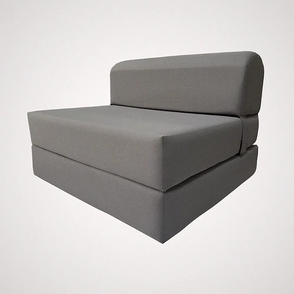 Gray Sleeper Chair Folding Foam Bed, Sleepover Convertible Sofa 6 x 36 x 70