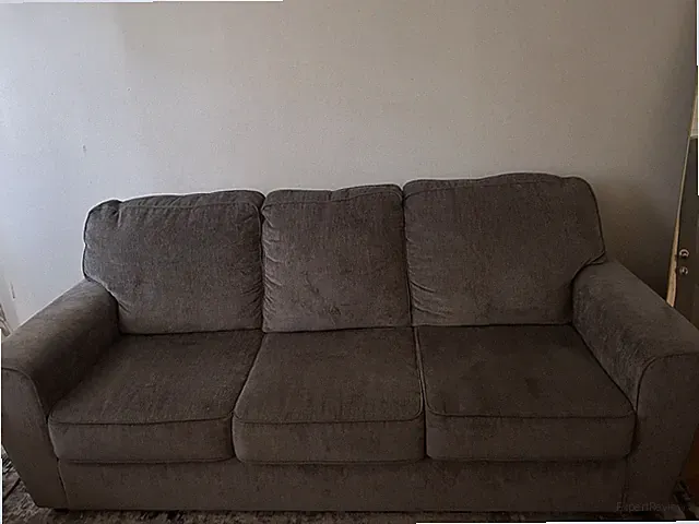 Gray Sofa Set, Classic Round Arms, High Back, Polyester Upholstery, Cushions
