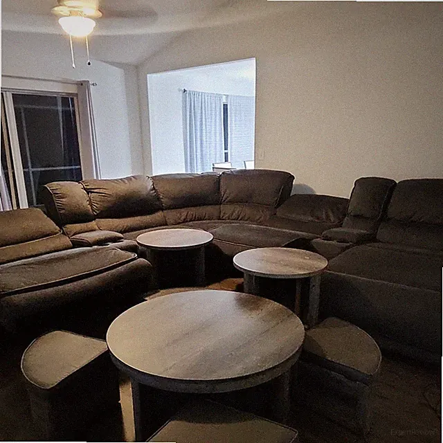 Gray Solid Fabric Sectional Sofa for Living Room, Upholstered, With Cushions