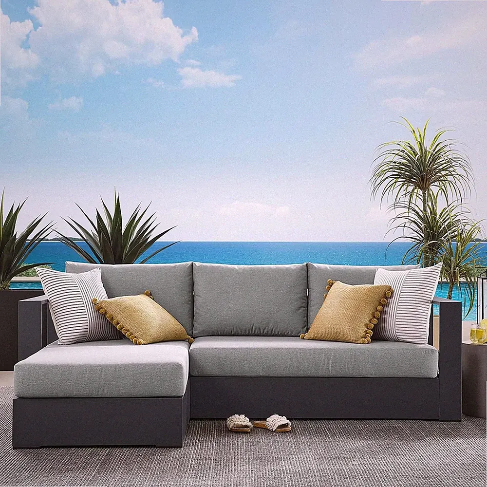Gray Tahoe 2-Piece Outdoor Sectional Sofa Set with Weather-Resistant Cushions