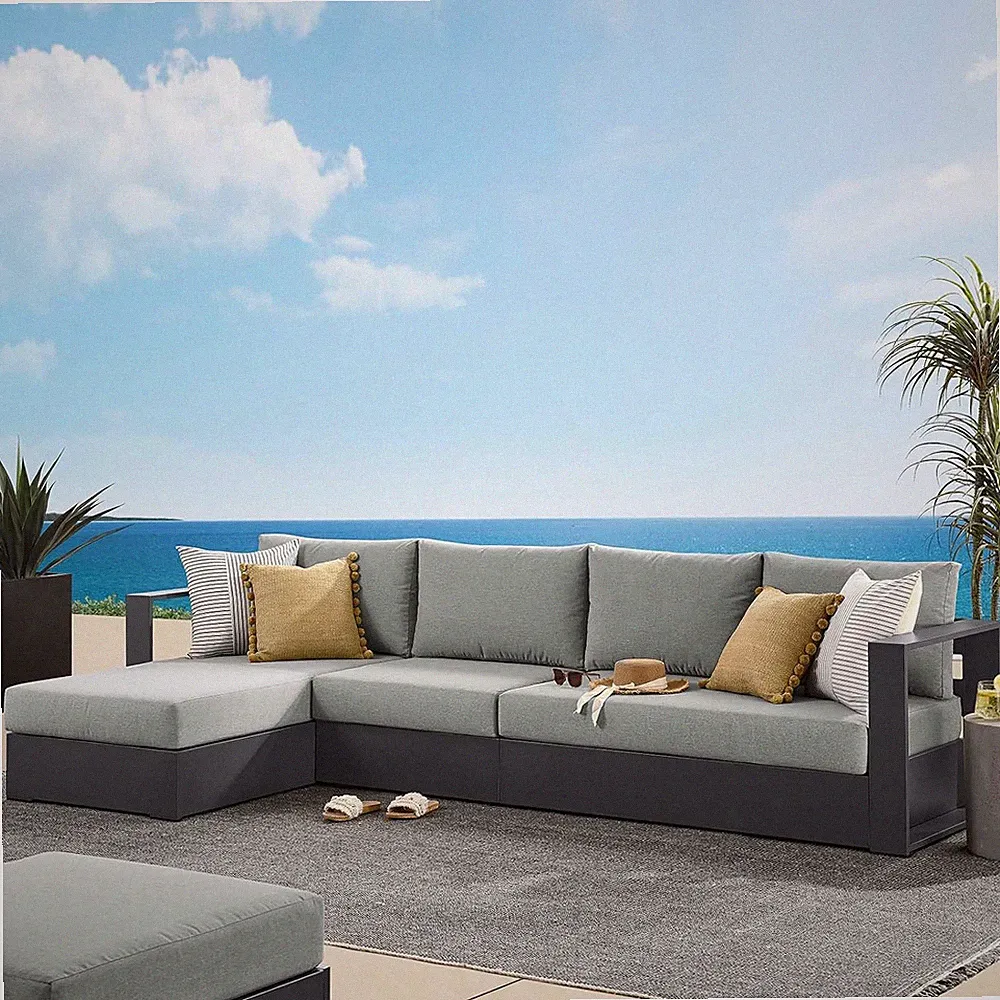 Gray Tahoe 3-Piece Modular Outdoor Sectional Sofa Set with Weather-Resistant Cus