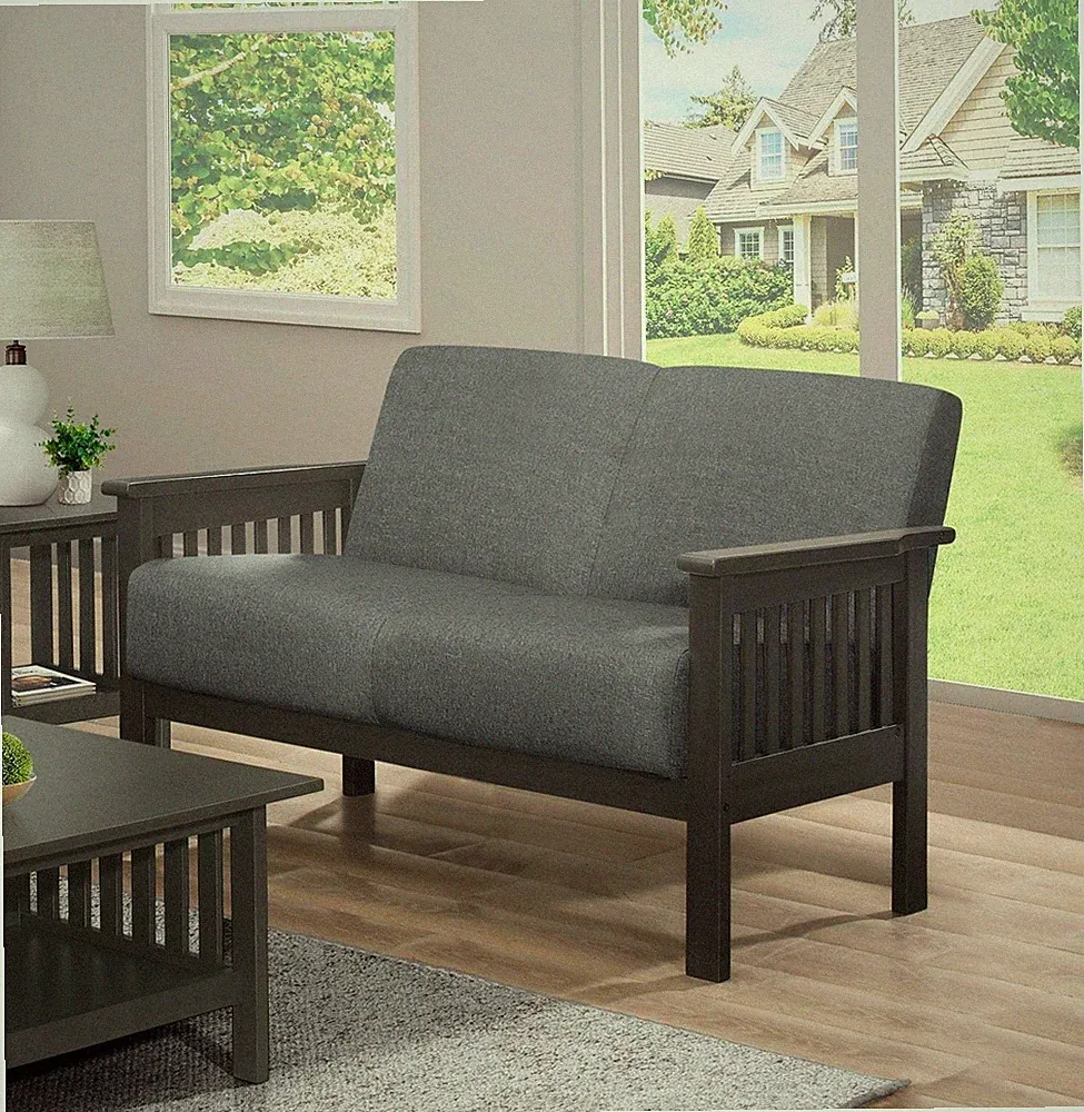 Gray Transitional Loveseat Rubberwood