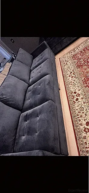 Gray Tufted Fabric 2-Piece Sectional Sofa, Modern Track Arms, Seats 5