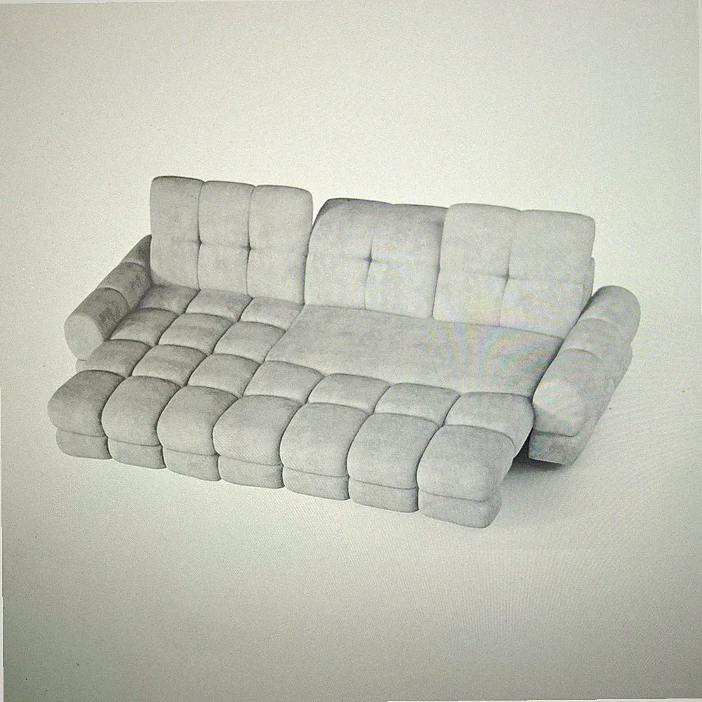Gray Tufted Modular Sectional Sofa with Chaise, Microfiber, Mid-Century