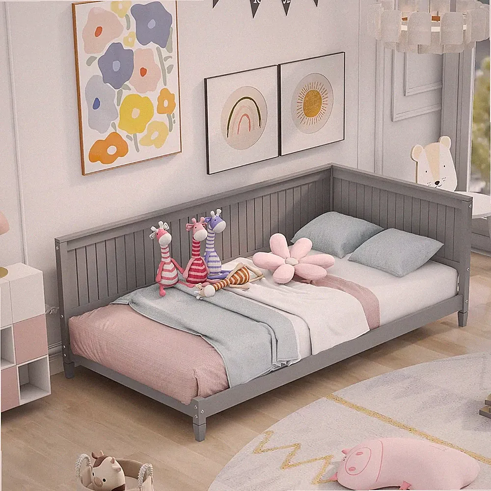Gray Twin Size Daybed Sofa Bed - Stylish Wood Design for Any Room