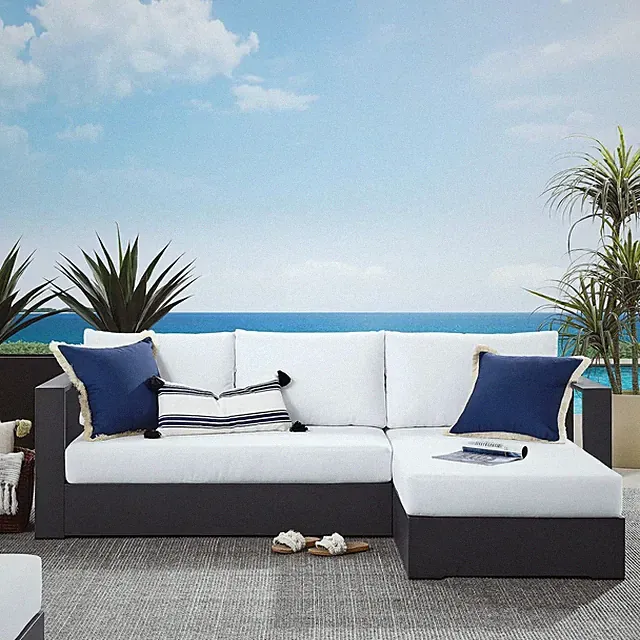 Gray & White Tahoe 2-Piece Outdoor Sectional Sofa with Weather-Resistant Cushion