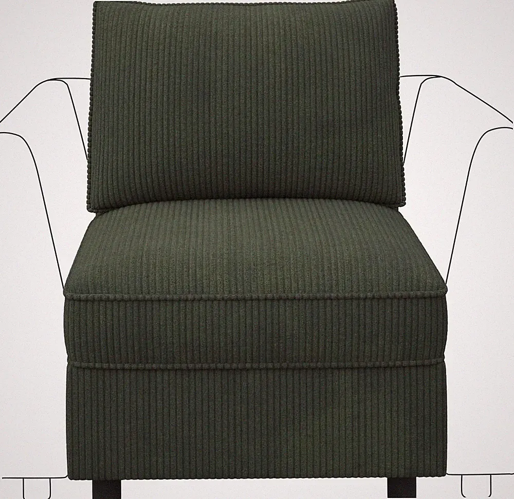 Green Armless Accent Chair with Storage for Modular Sectional Couch