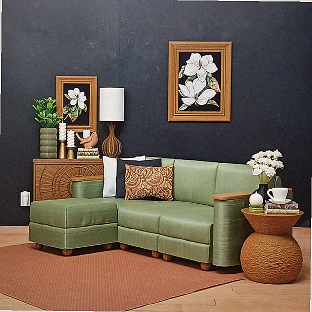 GREEN chair LOVESEAT sofa LIVING ROOM lounge DOLL FURNITURE 1/6 scale for BARBIE