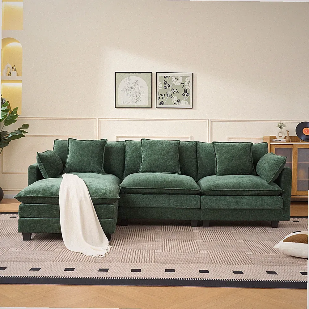 green color 3-seat combo sofa w/ottoman for living room apartment bedroom and c