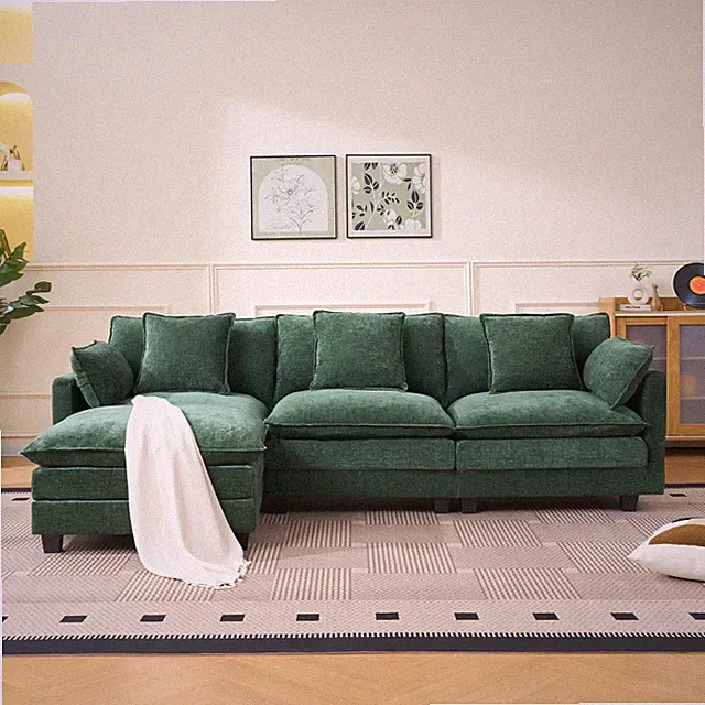 green color 3-seat combo sofa with ottoman for living room apartment bedroom an