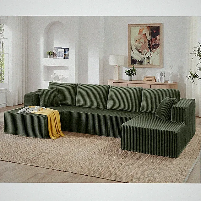 Green Foam Sectional Sofa Minimalist Modular Indoor Outdoor Easy Install