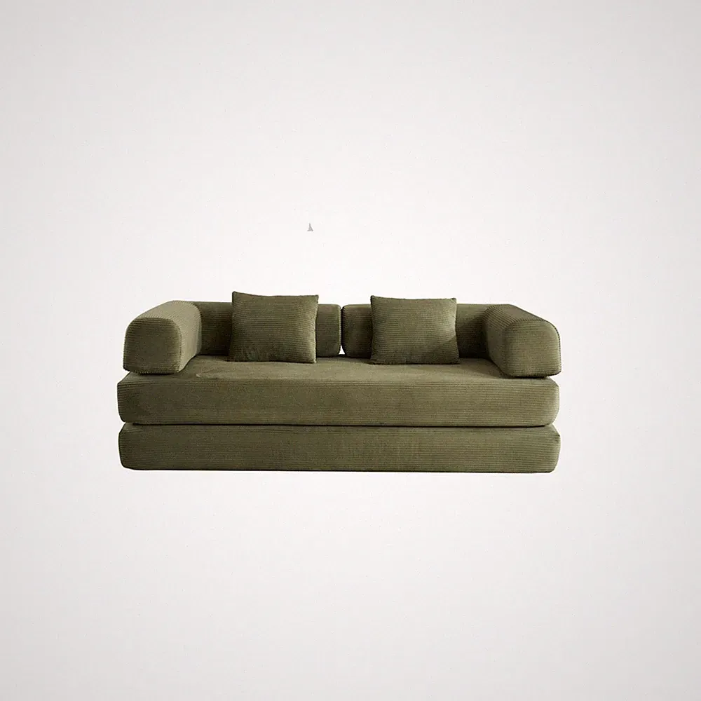 Green Folding Sleeper Sofa with Premium Corduroy Fabric & 800 lb. Weight