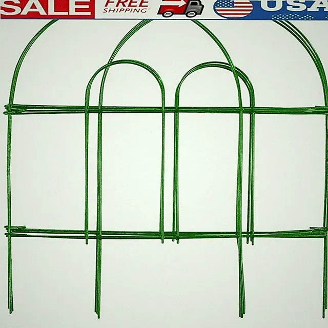 Green Metal Folding Fence 18in H Garden Border Collapsible Rust Resistant Edge