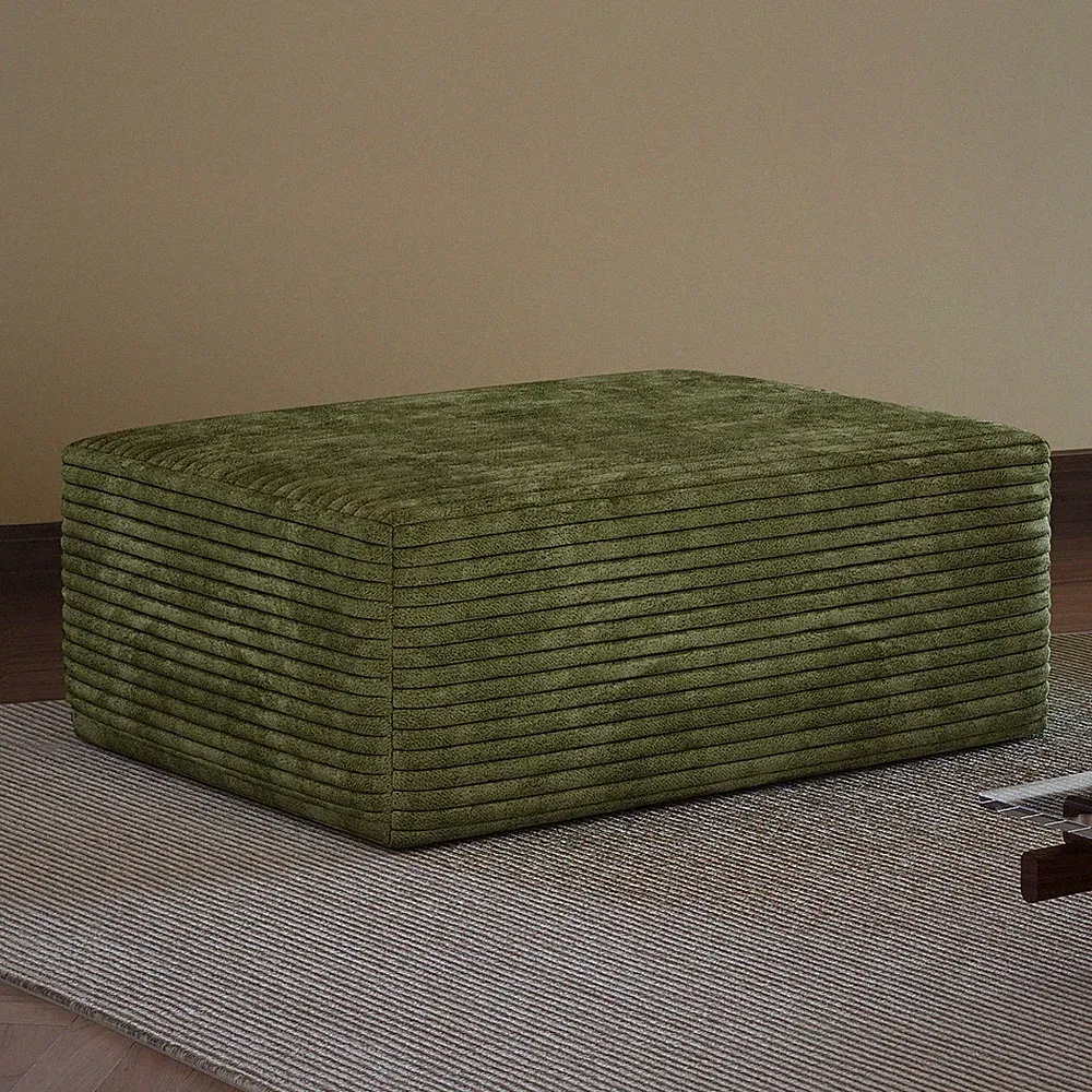 Green Ottoman Modular Sectional Sofa Chaise Lounge Corduroy Fabric