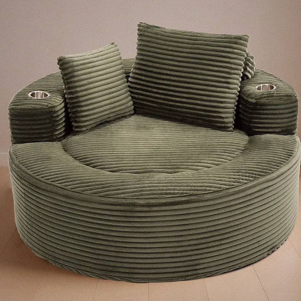 Green Round Sofa Bed with Memory Foam Sectional Cloud Couch