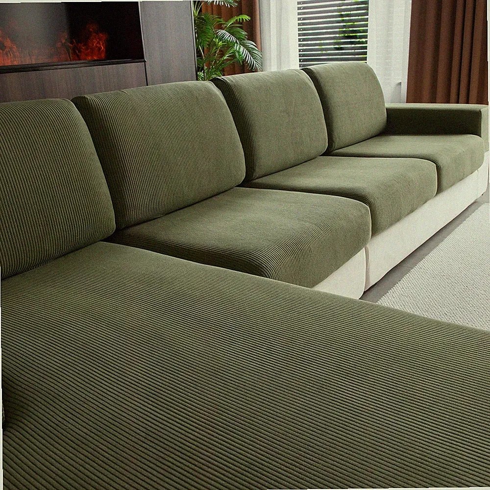 Green Stretch Sofa Cover - Washable Anti-Slip Pet-Friendly Protector
