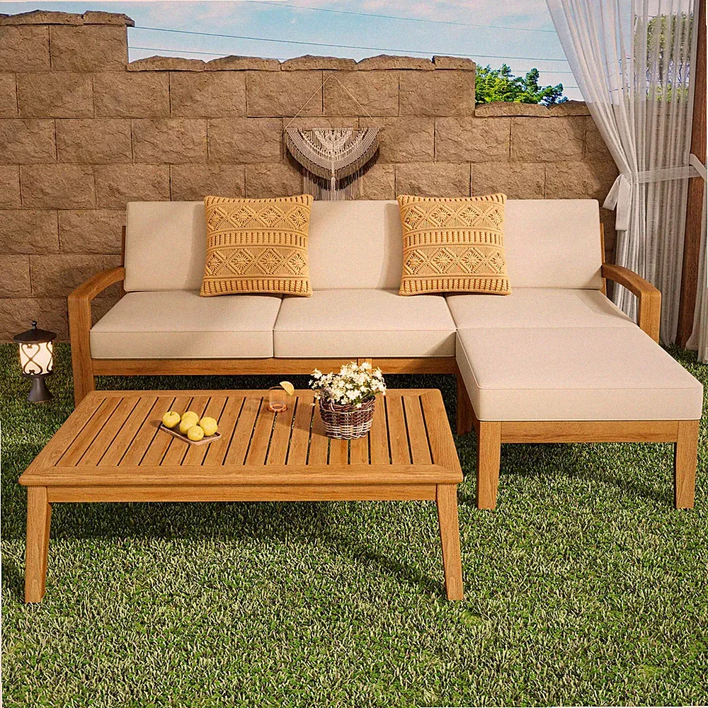 GRENADA L Shape 3pcs Acacia Sectional Patio Sofa Set