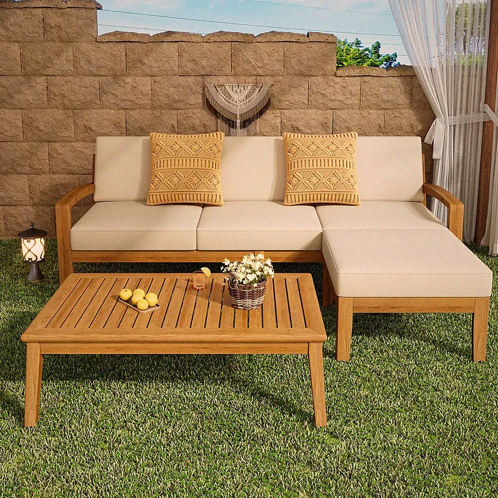 GRENADA L Shape 3pcs Acacia Sectional Patio Sofa Set