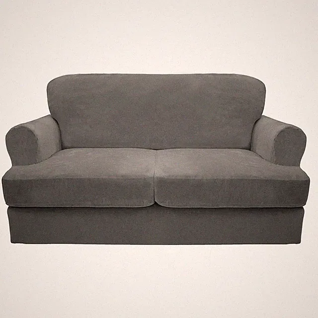 Grey 2 Cushion Loveseat T Cushion Sofa Cover Velvet Slipcovers 3 Piece Set