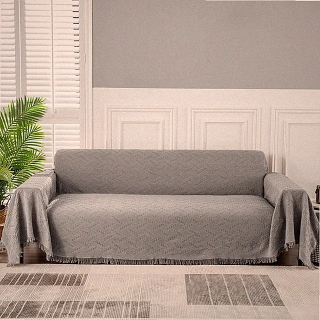 Grey Jacquard Sofa Slipcover for Pets - X-Large Couch Protector 71" x 118