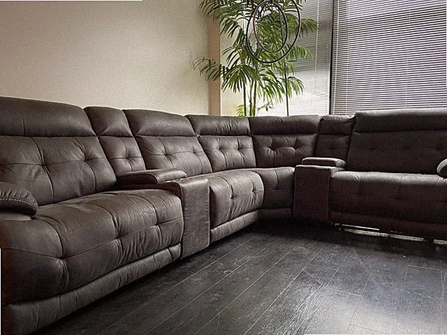 Grey Micro Suede 6pc Power Recline Sectional