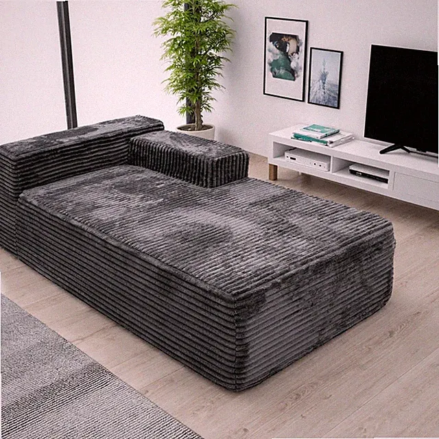 Grey Modular Sectional Sofa w/ Chaise Lounge, Plush Corduroy, No Assembly