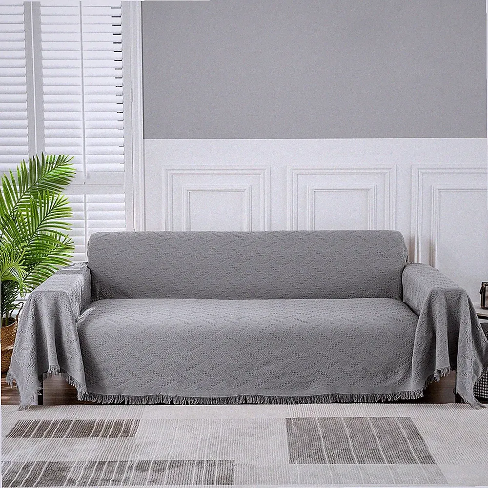 Grey Sofa Slipcover for Sectional Couch – Jacquard Couch Protector, X-Large 71 x