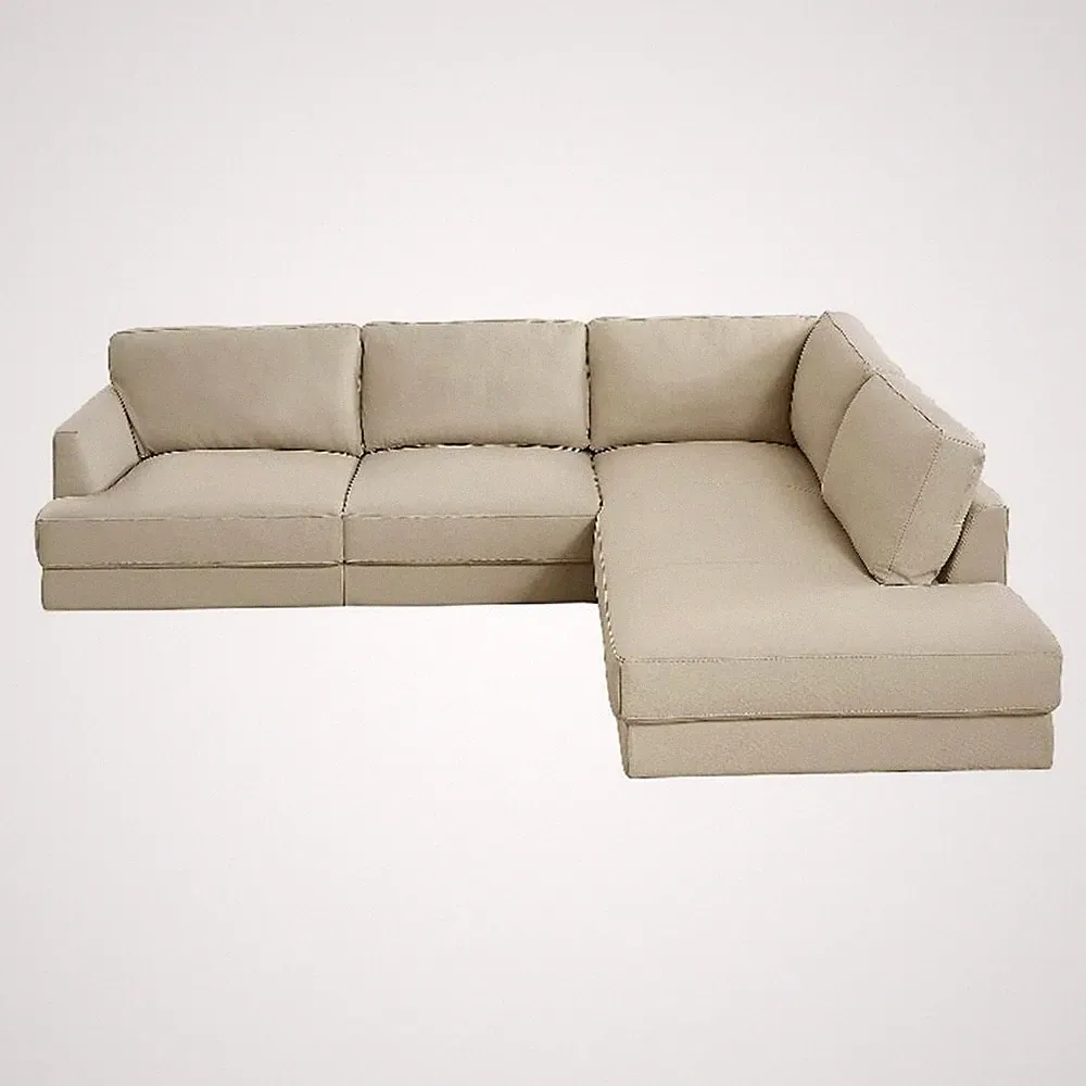 Griffith Upholstered Right-Facing Leather Sectional Sofa in Cream