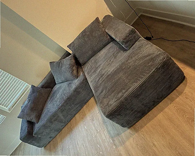 GUANGHONG Cloud Sectional Sofa, Modular Corduroy, Dark Gray, Right Chaise