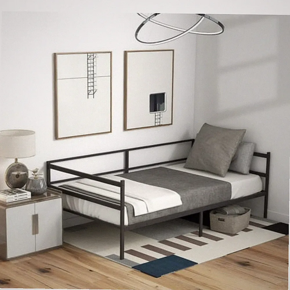 Gymax Twin Metal Daybed Frame Dual-use Platform Sofa Bed for Living Room Bedroom
