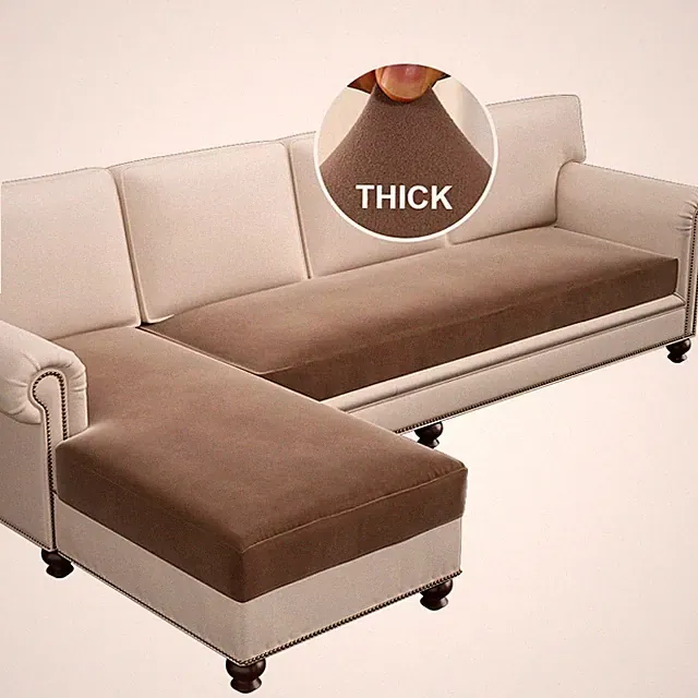 H.VERSAILTEX Fleece L Shaped Couch Cover 2 Piece Sectional Sofa Cover 3 Seater