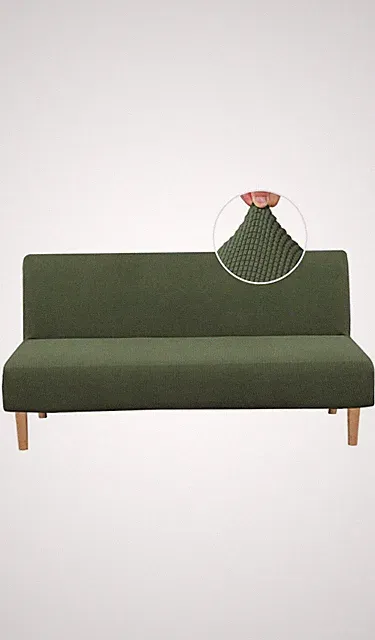 H.VERSAILTEX Futon Cover Stretch Sofa Bed Slipcover Armless Bronze Green