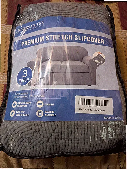 H. Versailtex Gray Stretch Furniture Cover For Sofa Two Piece Form Fit
