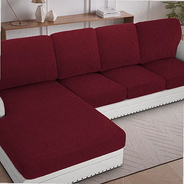 H.Versailtex Sectional Couch Covers 1 Piece Chaise Slipcover L Shape Separate