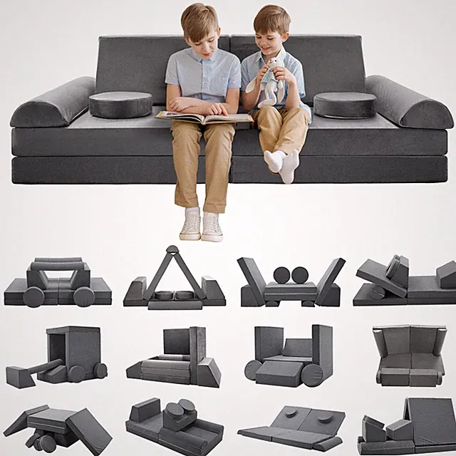 H&ZT Kids Couch Toddler Couch Modular Sofa Couch Convertible Kid Sofa 8/10/11pcs