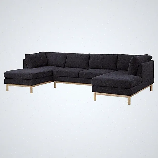 Hallie Black Sherpa Fabric 124" Wide Double Chaise U-Shape Sectional Sofa
