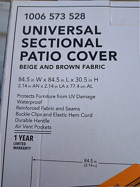 Hampton Bay Universal Sectional Beige Patio Furniture Cover 1006 573 528 New