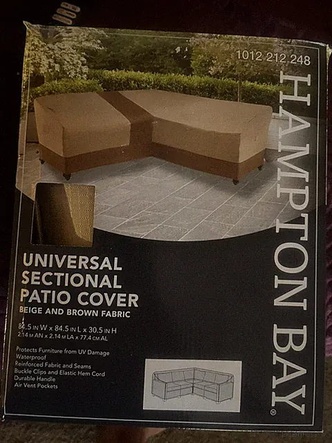 Hampton Bay Universal Sectional V-Shape Patio Furniture Cover Beige & Brown