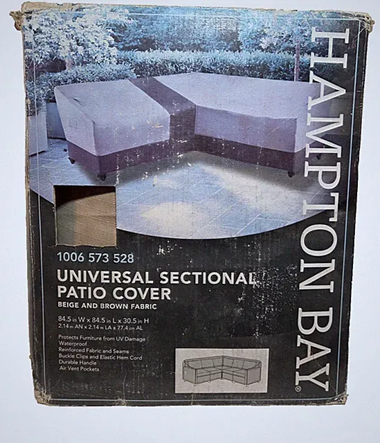 Hampton Bay Universal Sectional V-Shape Patio Furniture Cover Beige/Brown NN1