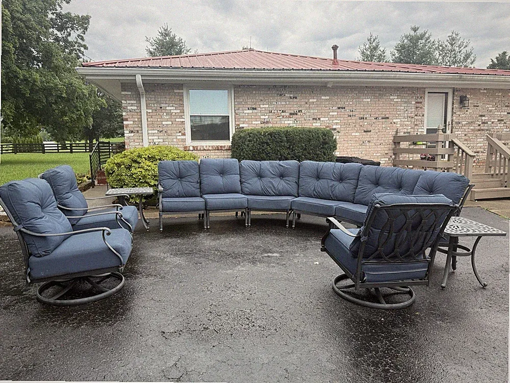 Hanamint Cast Aluminum outdoor Patio Sectional With 3 Club Rocker/Swivel Chairs