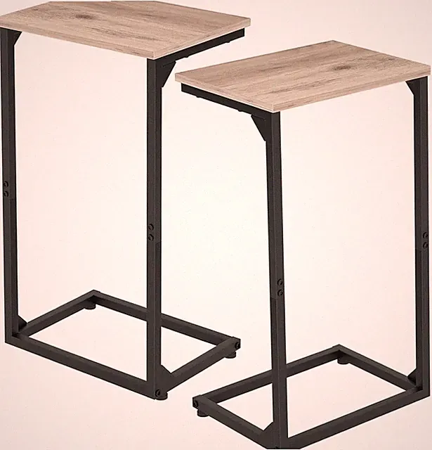 HANCIBLE C Shaped End Tables Set of 2, Couch Side Tables that Slide