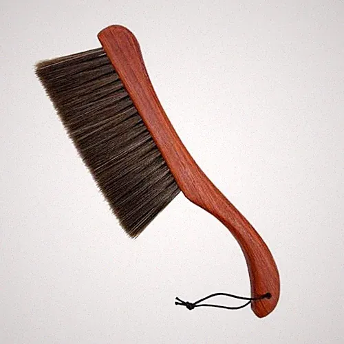 Hand Broom Soft Bristles Duster with Solid Wood Handle Quick Dusting Rosewood